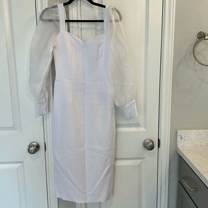 Lichi Bodycon puff sleeve dress in white. size S. NWT.